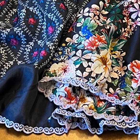 Johnny Was Martel Tassel-Tie Printed Silk Top xs small kimono black colorful - Picture 10 of 10